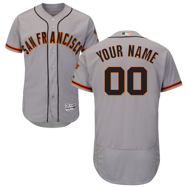 Men San Francisco Giants Majestic Road Gray Flex Base Authentic Collection Custom MLB Jersey